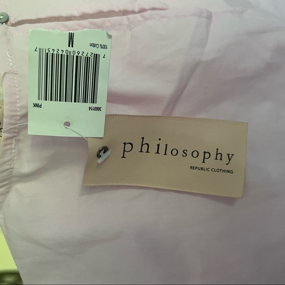 Philosophy republic clothing women’s pink cotton blouse top w/pearls size m - Picture 6 of 8